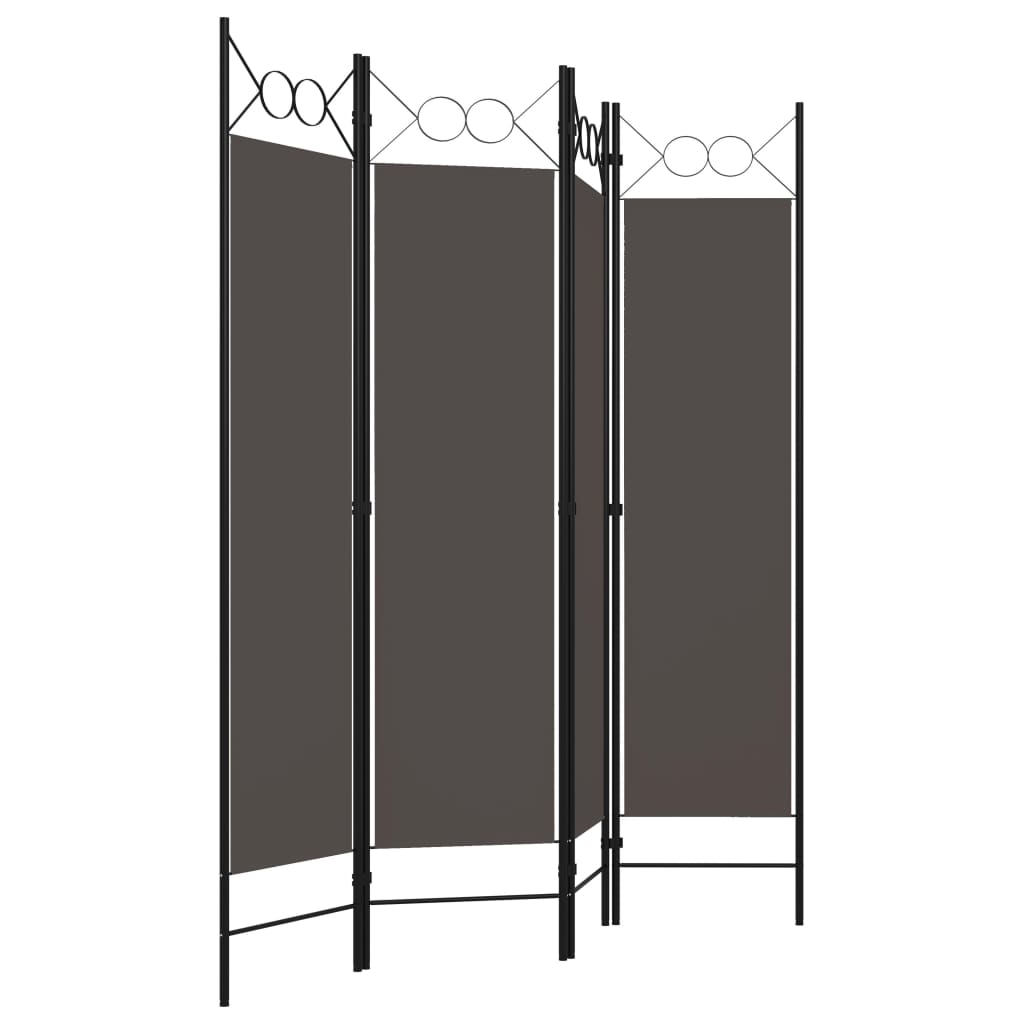Biombo Divisor De 4 Paneles Gris 160X180 Cm