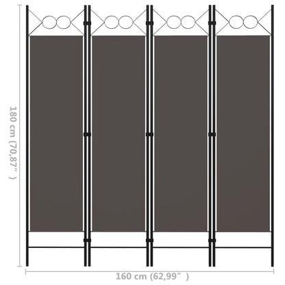 Biombo Divisor De 4 Paneles Gris 160X180 Cm