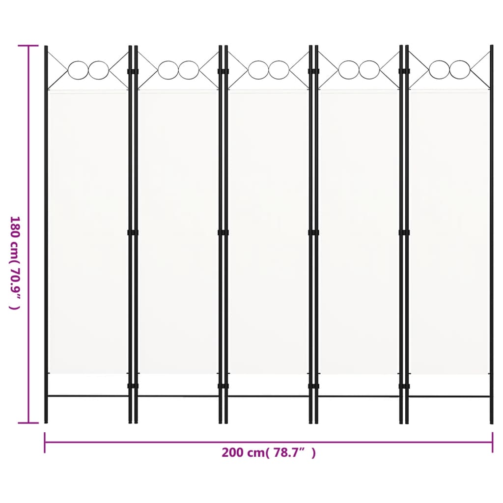 Biombo Divisor De 5 Paneles 200X180 Cm