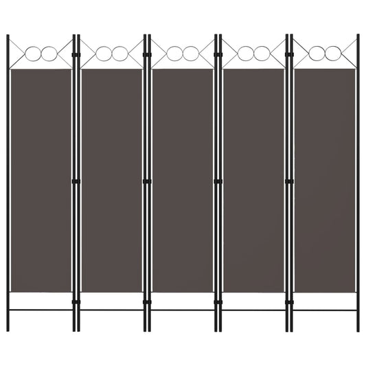 Biombo Divisor De 5 Paneles Gris 200X180 Cm