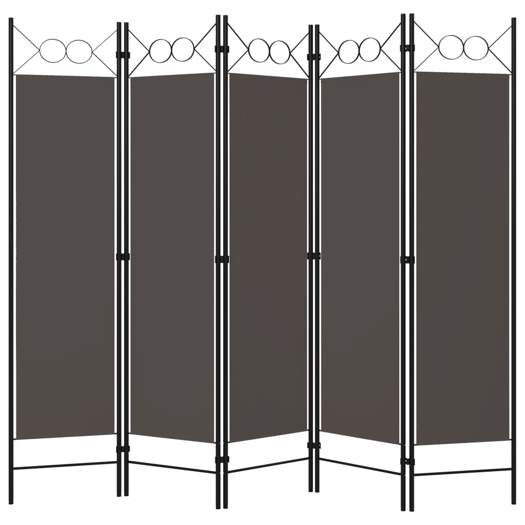 Biombo Divisor De 5 Paneles Gris 200X180 Cm
