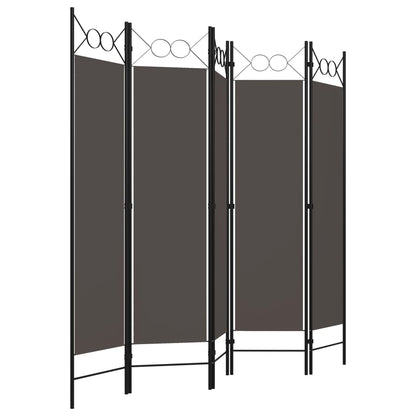 Biombo Divisor De 5 Paneles Gris 200X180 Cm