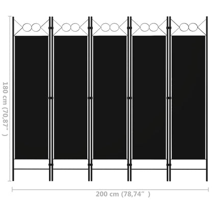 Biombo Divisor De 5 Paneles 200X180 Cm