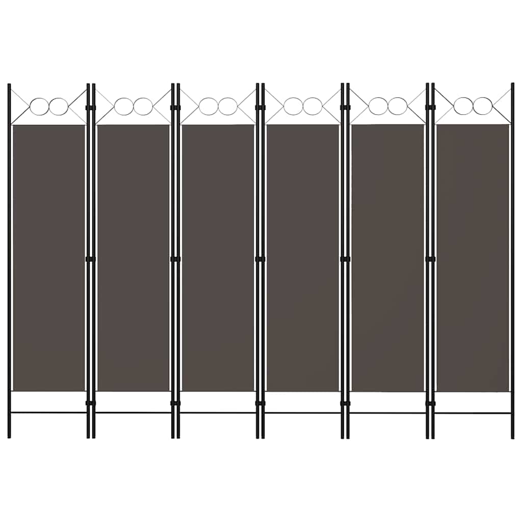 Biombo Divisor De 6 Paneles Gris 240X180 Cm