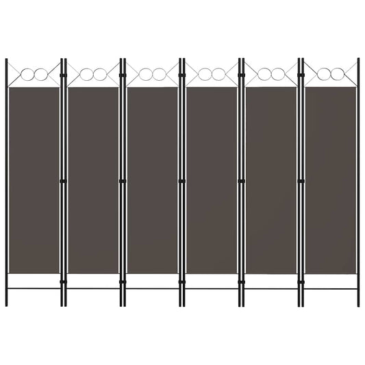 Biombo Divisor De 6 Paneles Gris 240X180 Cm