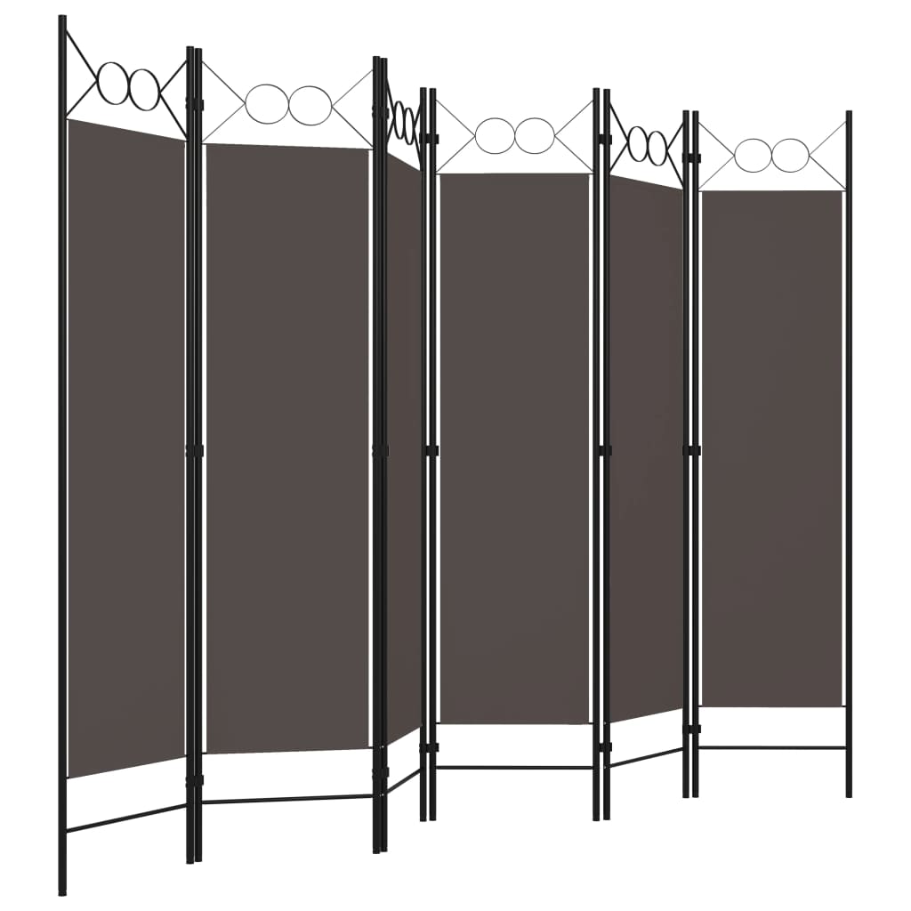 Biombo Divisor De 6 Paneles Gris 240X180 Cm