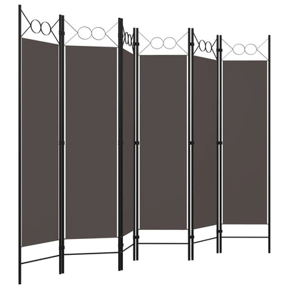 Biombo Divisor De 6 Paneles Gris 240X180 Cm