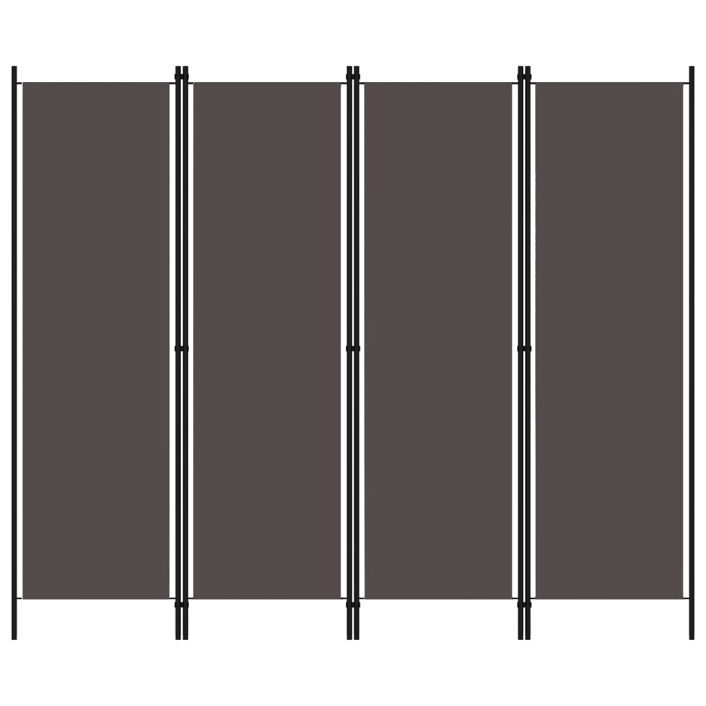 Biombo Divisor De 4 Paneles Gris 200X180 Cm