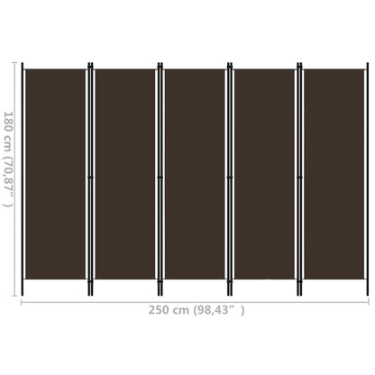 Biombo Divisor De 5 Paneles 250X180 Cm