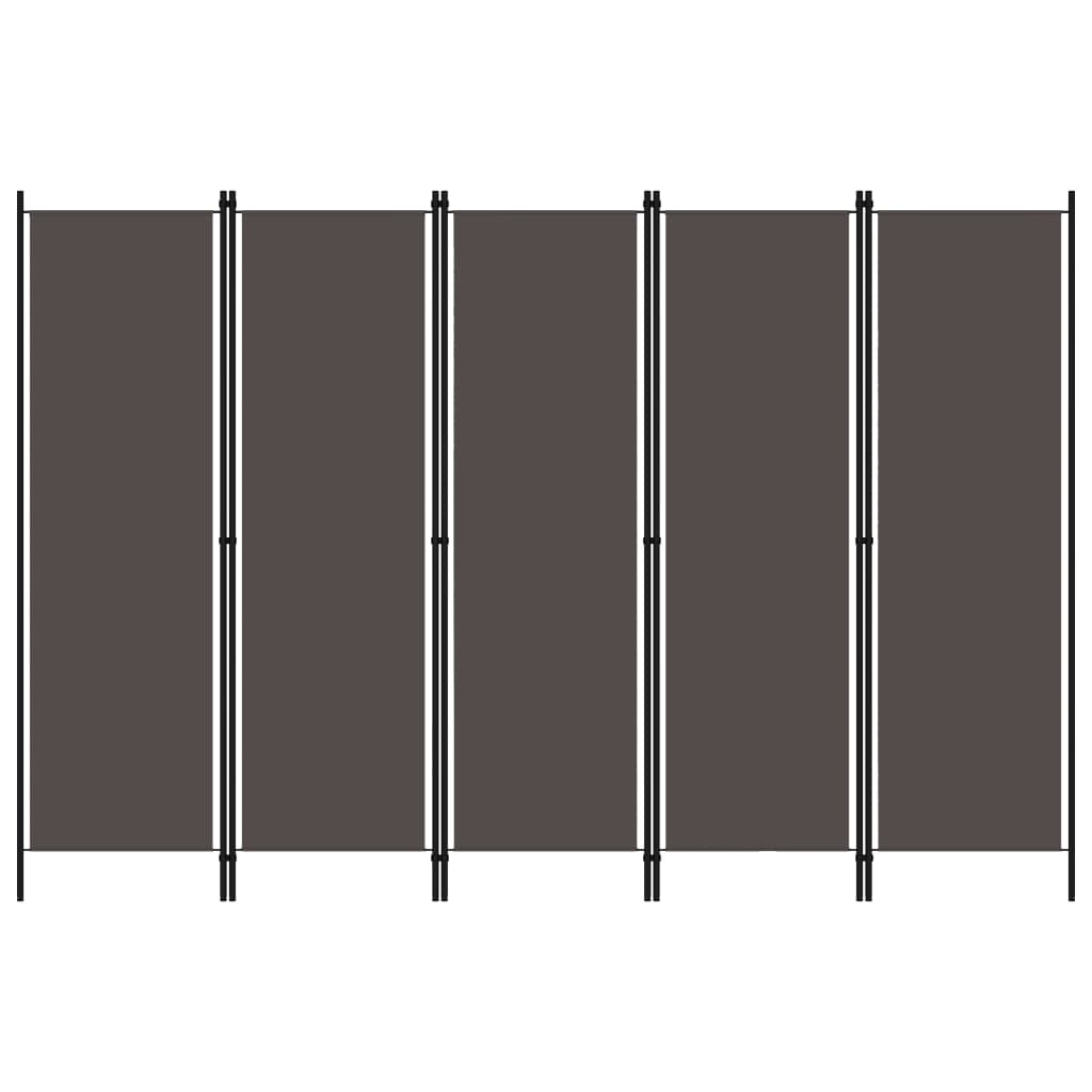 Biombo Divisor De 5 Paneles Gris 250X180 Cm