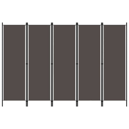 Biombo Divisor De 5 Paneles Gris 250X180 Cm