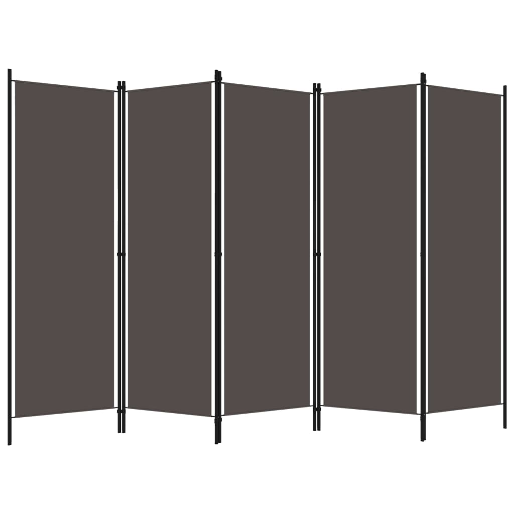Biombo Divisor De 5 Paneles Gris 250X180 Cm