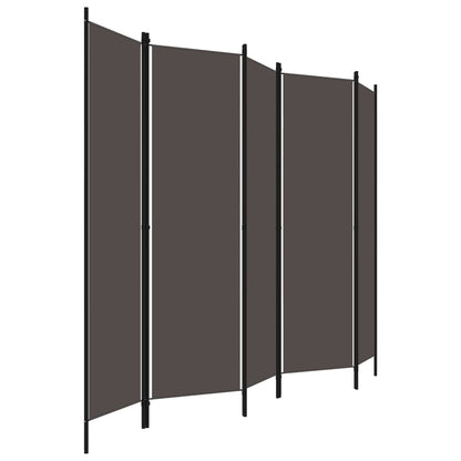 Biombo Divisor De 5 Paneles Gris 250X180 Cm
