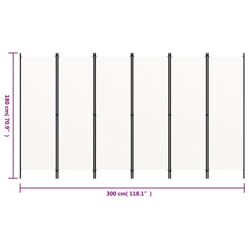 Biombo Divisor De 6 Paneles 300X180 Cm