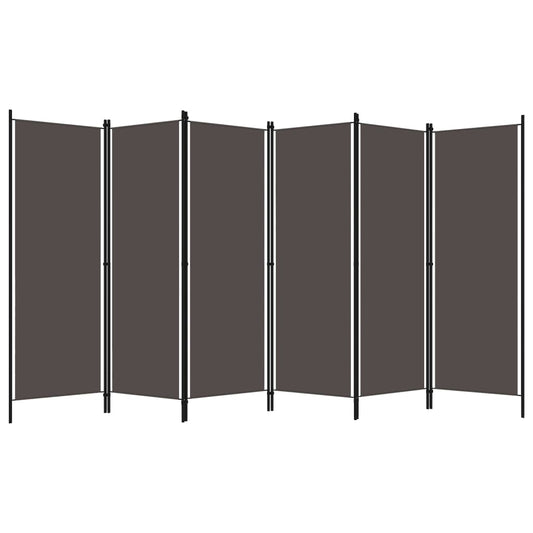 Biombo Divisor De 6 Paneles Gris 300X180 Cm