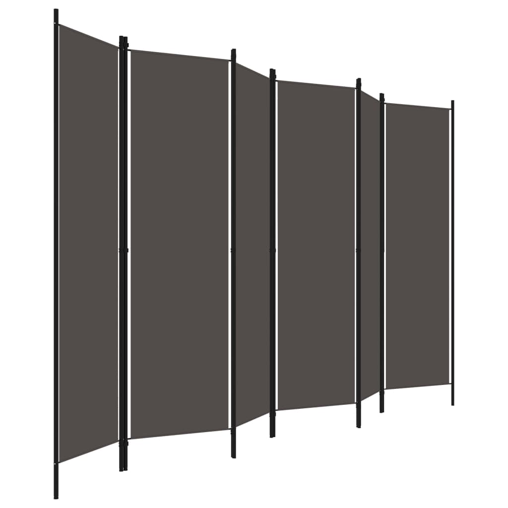 Biombo Divisor De 6 Paneles Gris 300X180 Cm