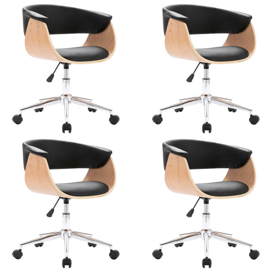 Sillas De Comedor Giratorias 4 Unidades Cuero Sintético Negro