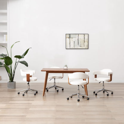 Sillas De Comedor Giratorias 4 Uds Madera Curvada Cuero
