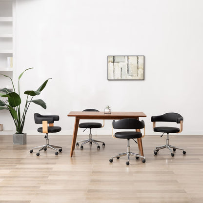 Sillas De Comedor Giratorias 4 Uds Madera Curvada Cuero
