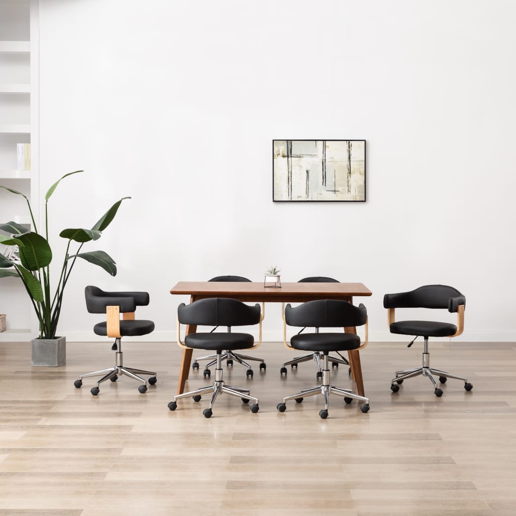 Sillas De Comedor Giratorias 4 Uds Madera Curvada Cuero