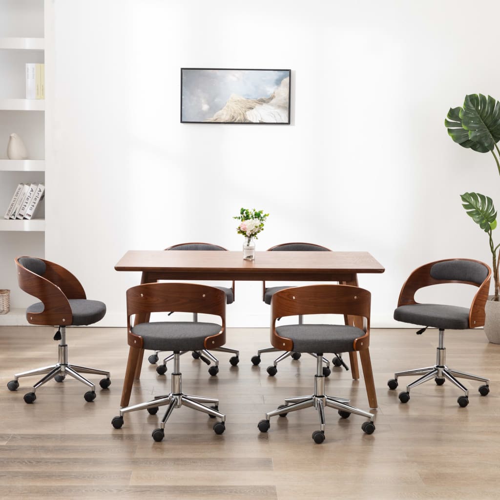 Sillas Comedor Giratorias 2 Uds Madera Curvada Tela Gris Taupe