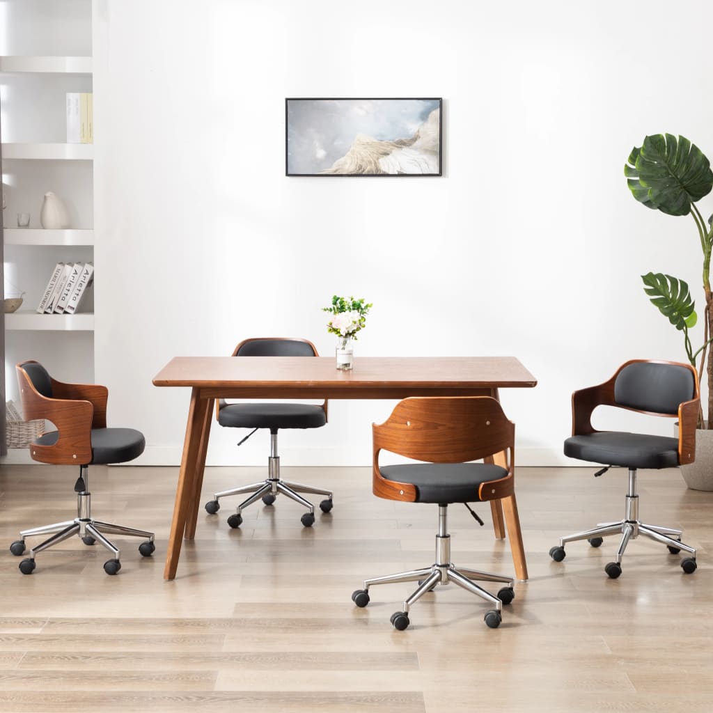 Silla De Comedor Giratoria Madera Curvada Cuero Sintético