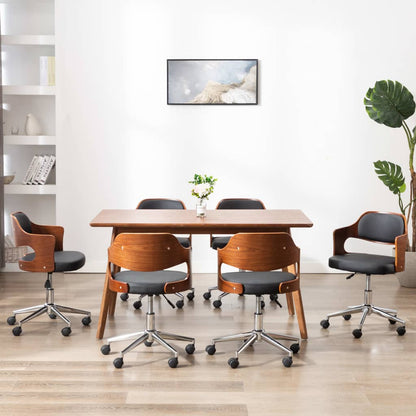 Silla De Comedor Giratoria Madera Curvada Cuero Sintético