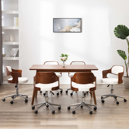 Silla De Comedor Giratoria Madera Curvada Cuero Sintético