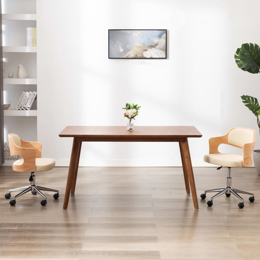 Silla De Comedor Giratoria Madera Curvada Cuero Sintético