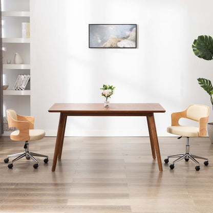 Silla De Comedor Giratoria Madera Curvada Cuero Sintético