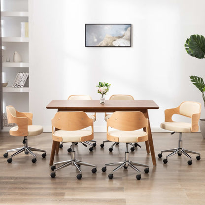 Silla De Comedor Giratoria Madera Curvada Cuero Sintético