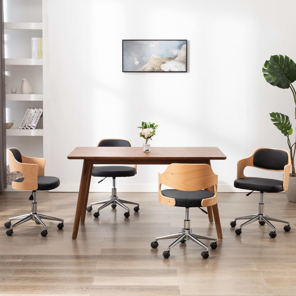 Silla De Comedor Giratoria Madera Curvada Cuero Sintético