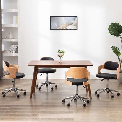 Silla De Comedor Giratoria Madera Curvada Cuero Sintético