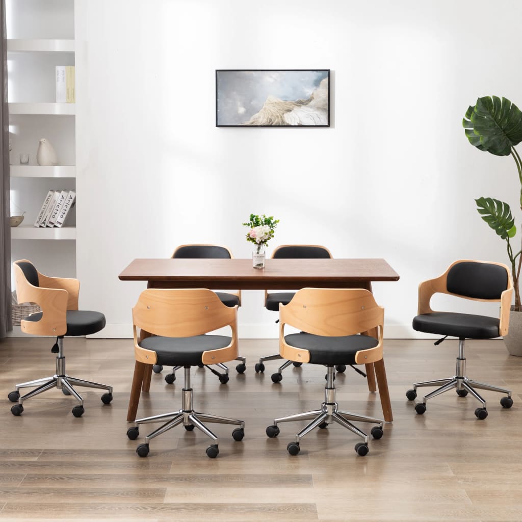 Silla De Comedor Giratoria Madera Curvada Cuero Sintético
