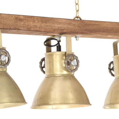 Lámpara De Techo Industrial Madera De Mango Latón E27