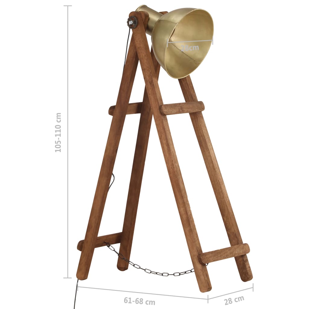 Lámpara De Pie Madera Maciza De Mango E27