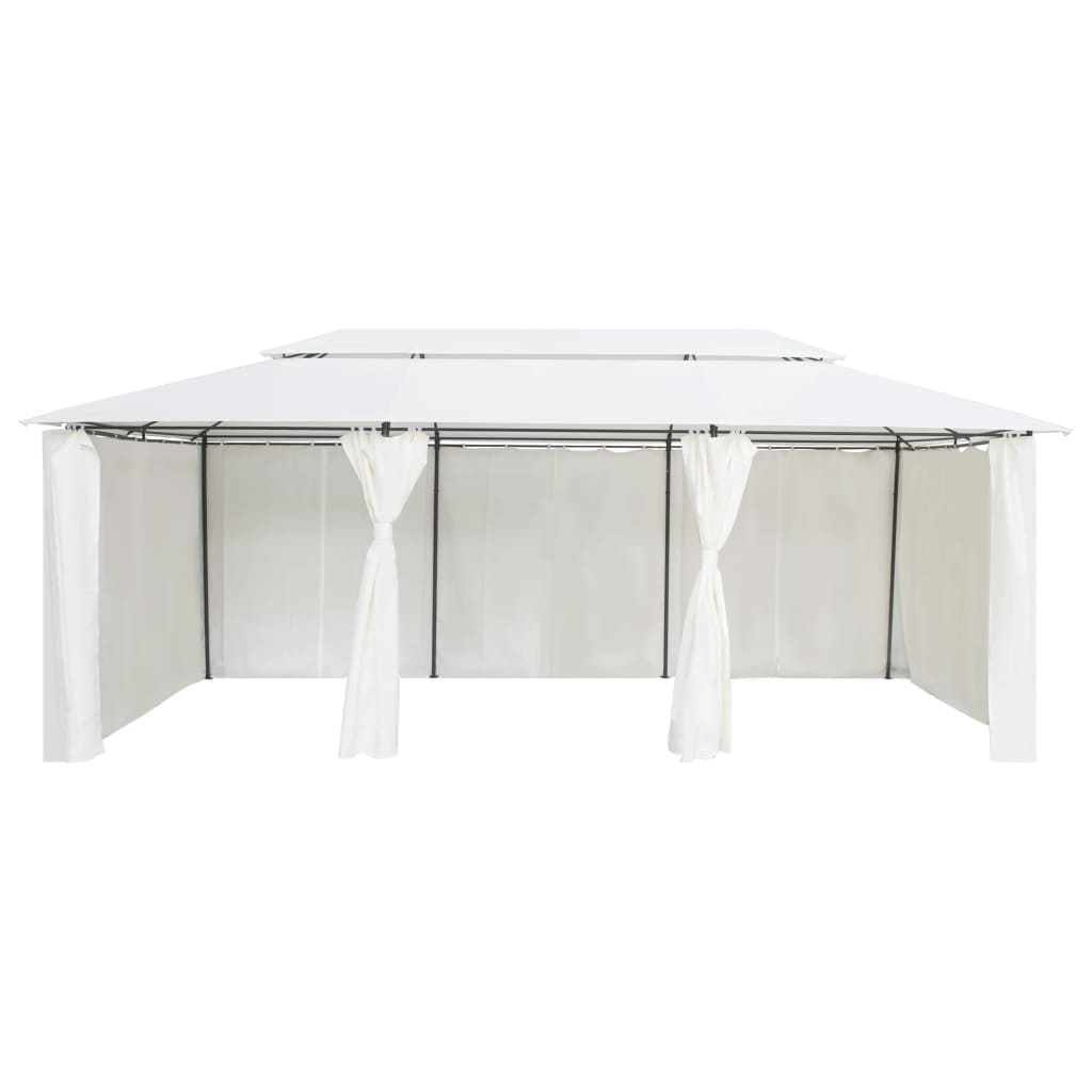 Cenador Con Cortinas 600X298X270 Cm Blanco 180G/M²