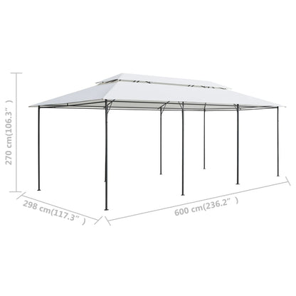 Cenador Con Cortinas 600X298X270 Cm Blanco 180G/M²