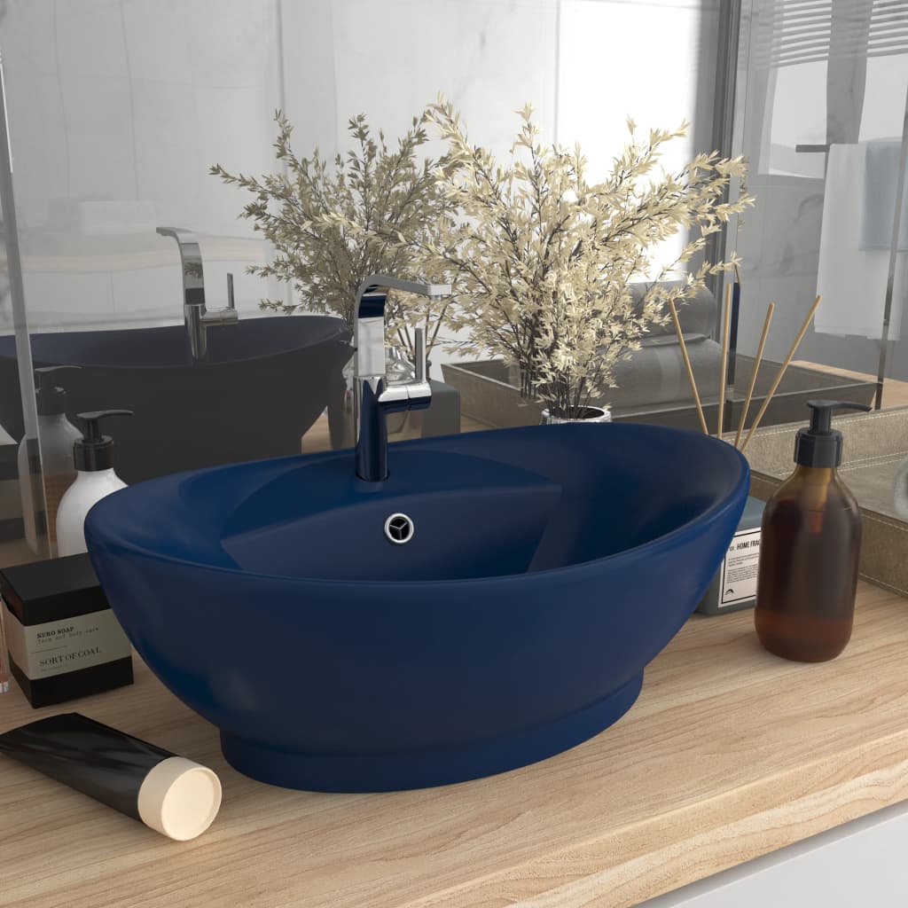 Lavabo Lujoso Con Rebosadero Cerámica Gris Oscuro 58,5X39 Cm