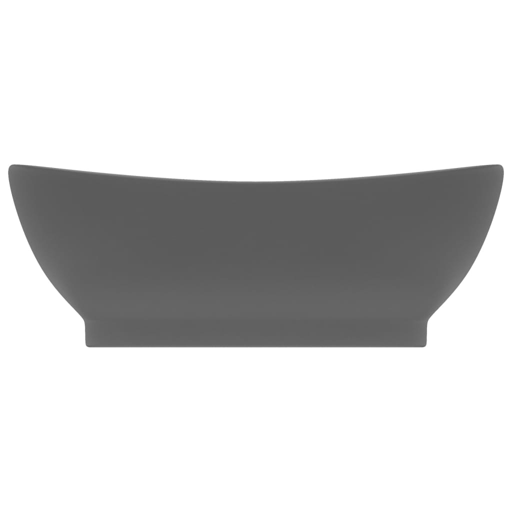 Lavabo Lujoso Con Rebosadero Cerámica Gris Oscuro 58,5X39 Cm