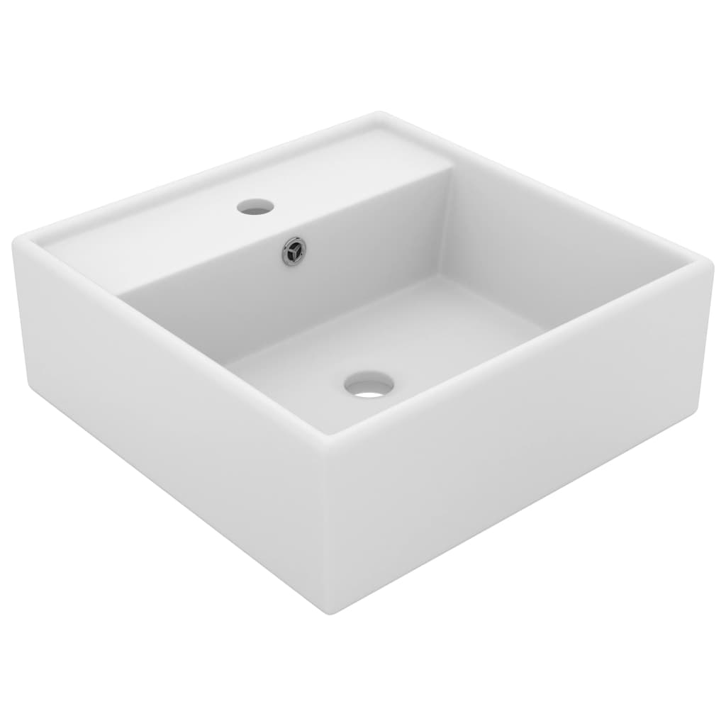 Lavabo Lujoso Cuadrado Rebosadero Cerámica 41X41 Cm