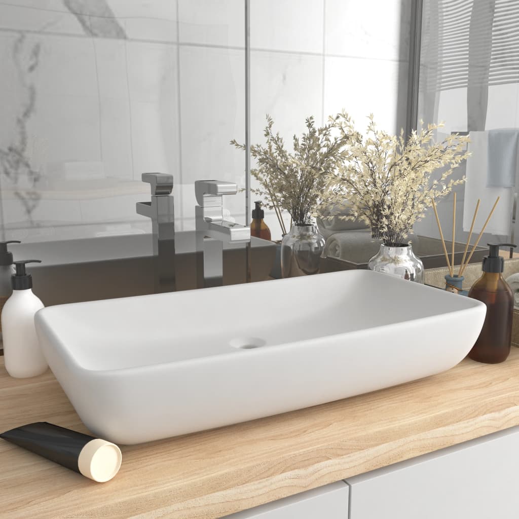 Lavabo Rectangular De Lujo Cerámica 71X38 Cm