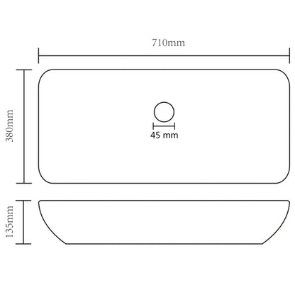 Lavabo Rectangular De Lujo Cerámica 71X38 Cm