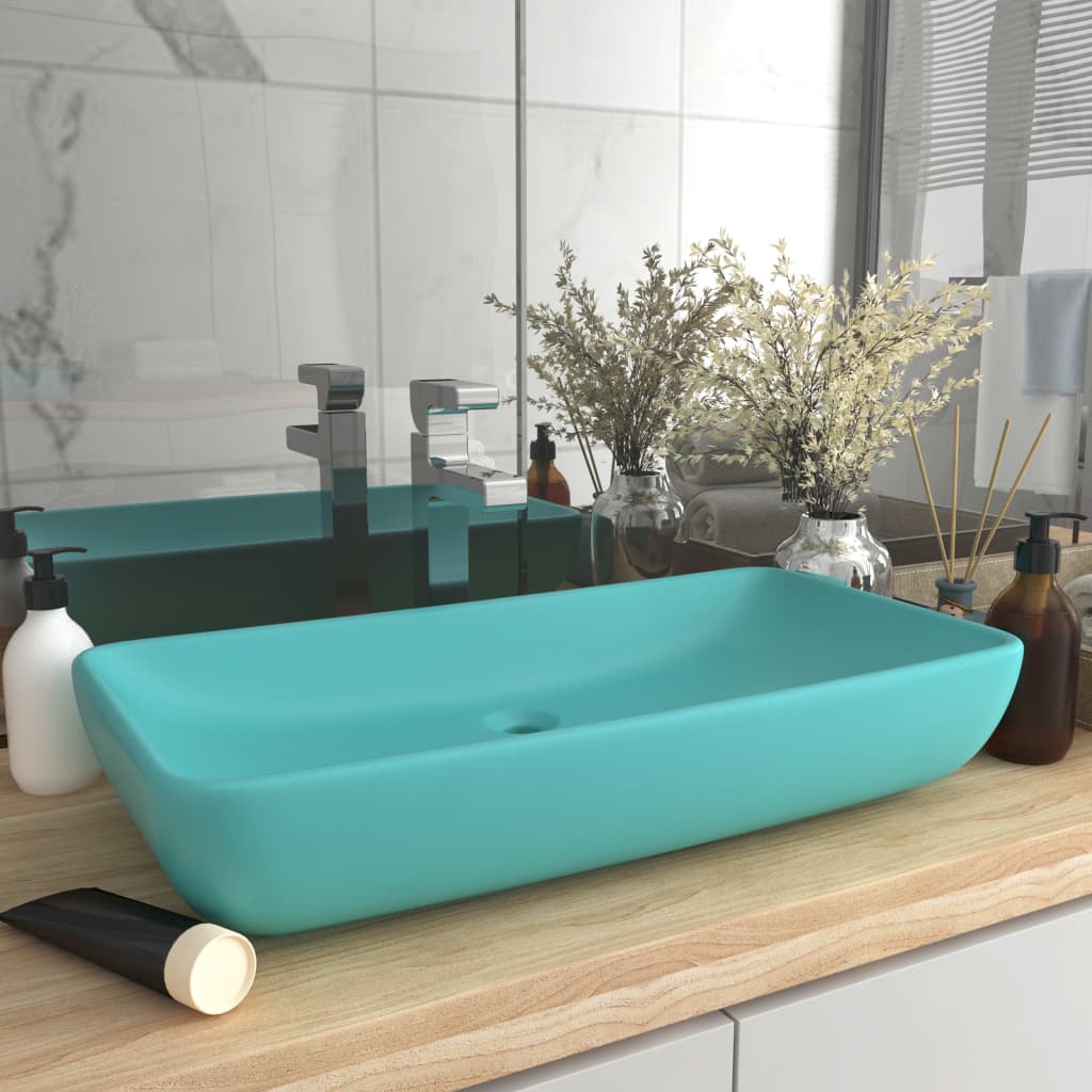 Lavabo Rectangular De Lujo Cerámica 71X38 Cm