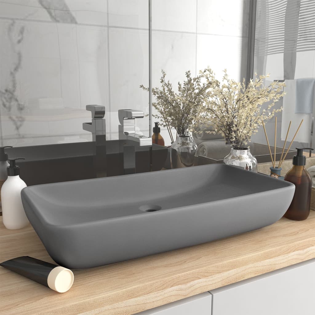 Lavabo Rectangular De Lujo Cerámica 71X38 Cm