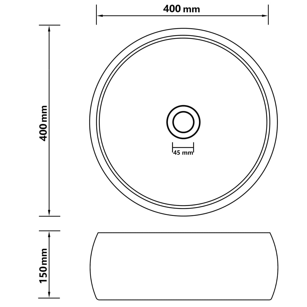 Lavabo De Lujo Redondo Cerámica 40X15 Cm