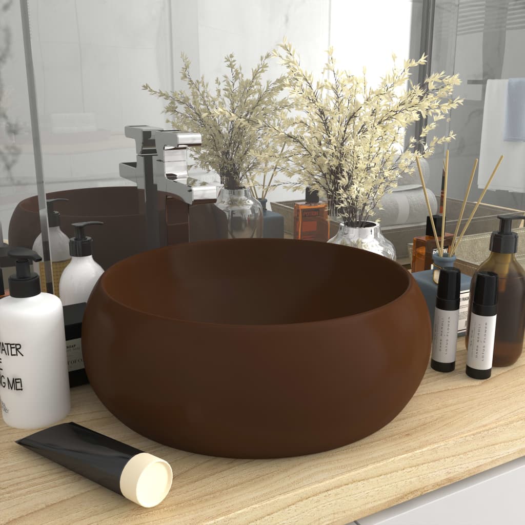 Lavabo De Lujo Redondo Cerámica 40X15 Cm