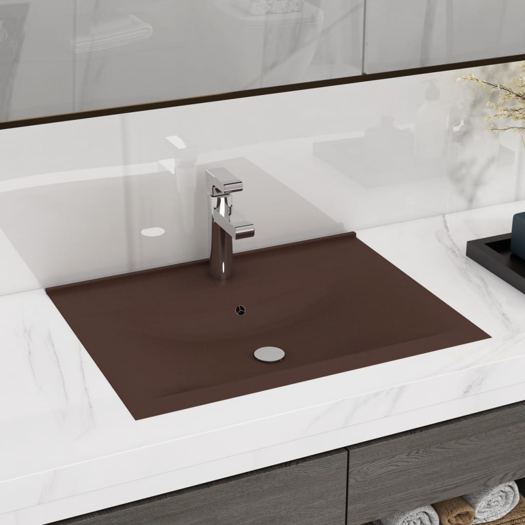 Lavabo De Lujo Con Grifo Cerámica 60X46 Cm Verde Claro