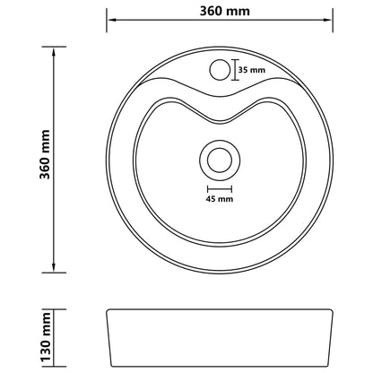 Lavabo Lujoso Y Rebosadero Cerámica 36X13 Cm