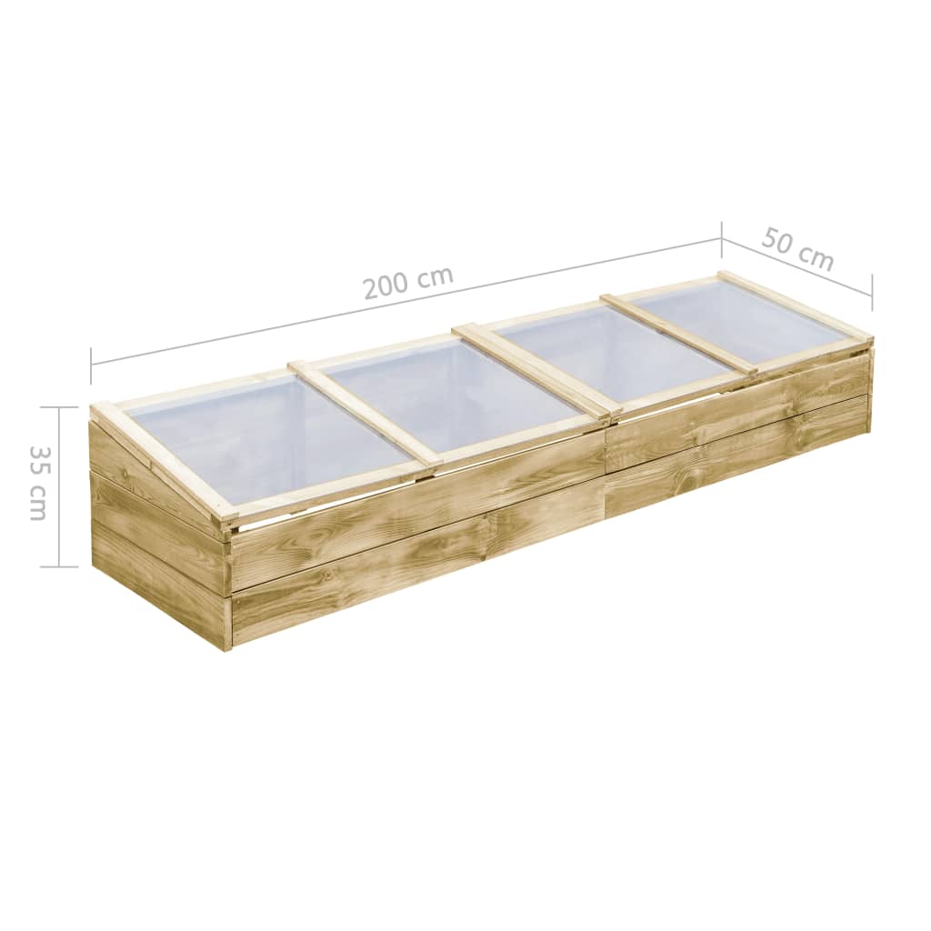 Invernadero De Madera De Pino Impregnada 2 Uds 200X50X35 Cm